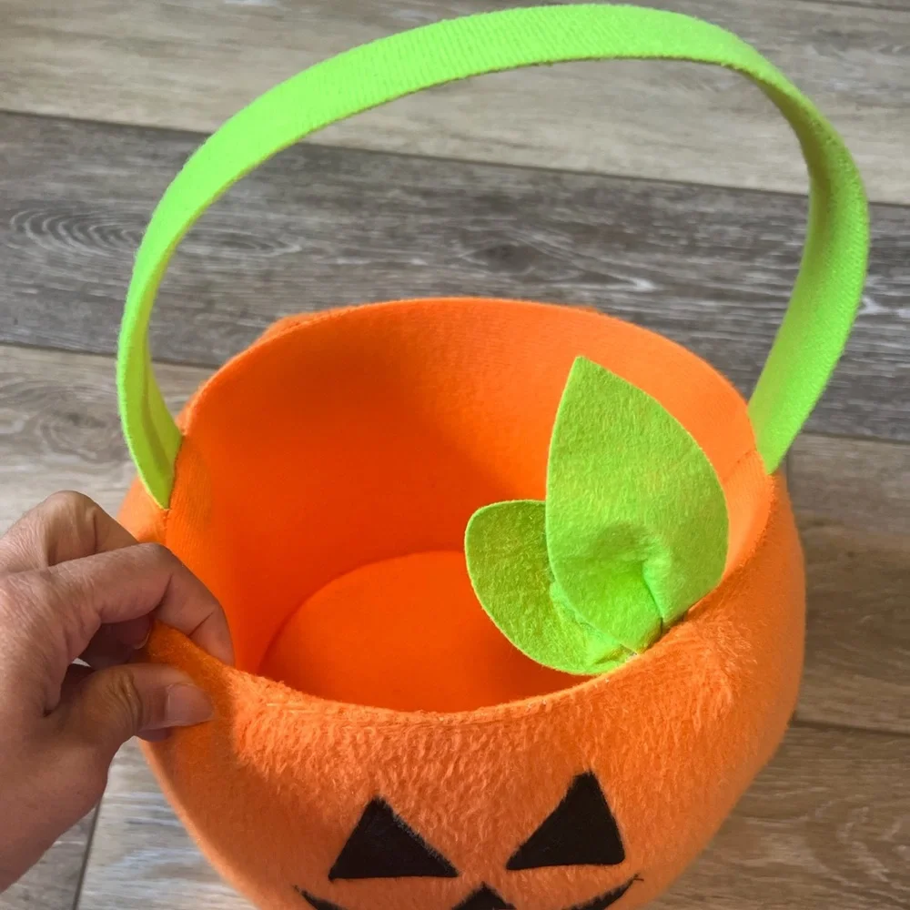 Orange Plush Jack-O'-Lantern Trick-or-Treat Bucket - Picture 3 of 7